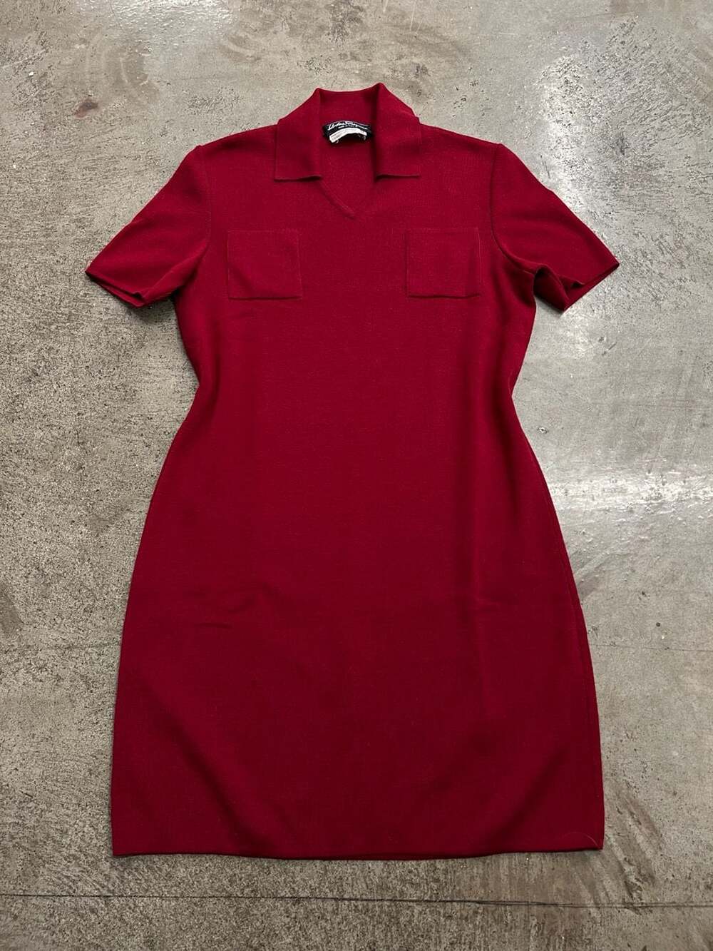 Vintage Salvatore Ferragamo 100% Virgin Wool Short Sleeve Polo Shirt Dress